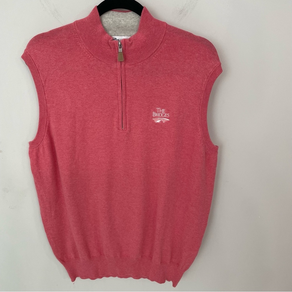 Peter Millar Crown Soft Cashmere Silk Pima Cotton 1/4 Zip Sweater Vest Golf   B